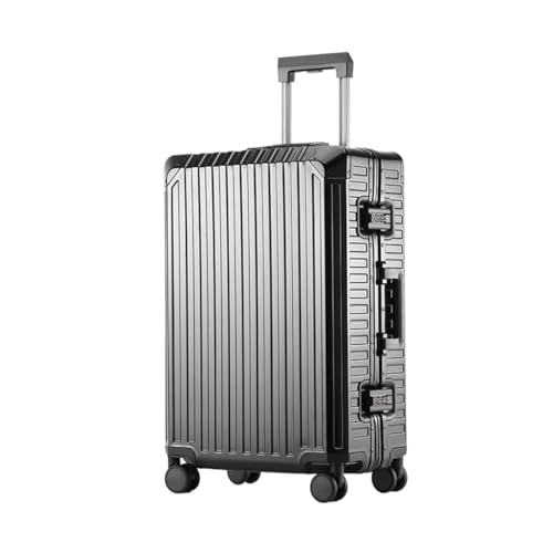 HYHNB Gepäck, Vollaluminium-Magnesiumlegierung, berühmter Aluminium-Reisekoffer, Metall-Trolley, Universalrad, 20-Zoll-Boardingtasche (Color : Black, Size : 20 inches) von HYHNB