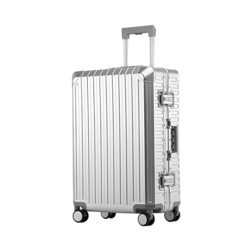 HYHNB Gepäck, Vollaluminium-Magnesiumlegierung, berühmter Aluminium-Reisekoffer, Metall-Trolley, Universalrad, 20-Zoll-Boardingtasche (Color : Silver, Size : 20 inches) von HYHNB