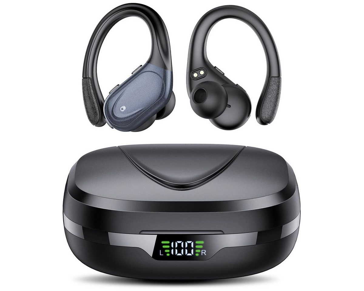 HYIEAR Bluetooth-Kopfhörer 5.3, Sportkopfhörer, Geräuschunterdrückung,Schwarz In-Ear-Kopfhörer (Bluetooth, Stereo USB-C) von HYIEAR