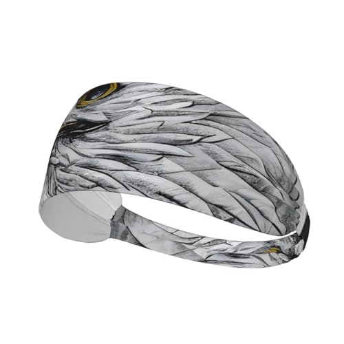 Elastisches Aldult-Stirnband für Damen und Herren, feuchtigkeitsableitend, athletisch, zum Laufen, Trainieren, Skizzieren eines Adler-Drucks von HYTTER