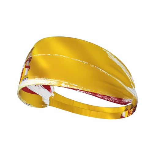 Elastisches Aldult-Stirnband für Damen und Herren, feuchtigkeitsableitend, athletisch, zum Laufen, Trainieren, Spanien-Flaggen-Druck von HYTTER