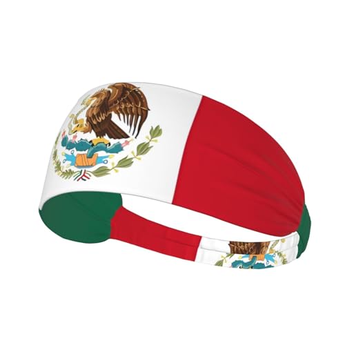 Elastisches Aldult Übungs-Stirnband für Damen und Herren, feuchtigkeitsableitend, athletisch, zum Laufen, Trainieren, Flagge von Mexiko von HYTTER