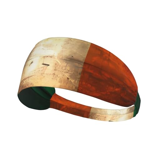 Elastisches Aldult Übungs-Stirnband für Damen und Herren, feuchtigkeitsableitend, athletisch, zum Laufen, Trainieren, Retro-Aufdruck mit irischer Flagge von HYTTER