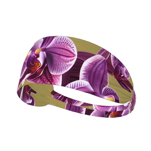 Elastisches Aldult Übungs-Stirnband für Damen und Herren, feuchtigkeitsableitend, athletisch, zum Laufen, Trainieren, schöne Orchideen-Drucke von HYTTER