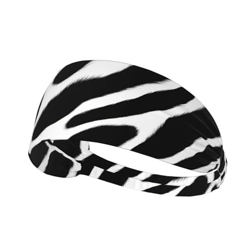 Elastisches Aldult Übungs-Stirnband für Damen und Herren, feuchtigkeitsableitend, athletisch, zum Laufen, Trainieren, schwarz-weißes Lederdruckmuster von HYTTER