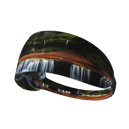 Elastisches Aldult Übungs-Stirnband für Damen und Herren, feuchtigkeitsableitend, athletisch zum Laufen, Trainieren, Wasserfall-Aufdruck von HYTTER