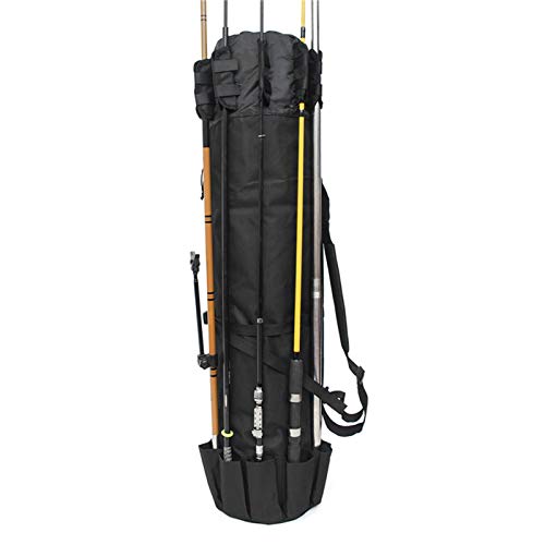 HYWHUYANG Angelruten-Tasche, tragbare Angelruten-Aufbewahrungstasche, Faltbare Angeltasche, bietet Platz für Angelausrüstung und Ausrüstung (Schwarz) von HYWHUYANG