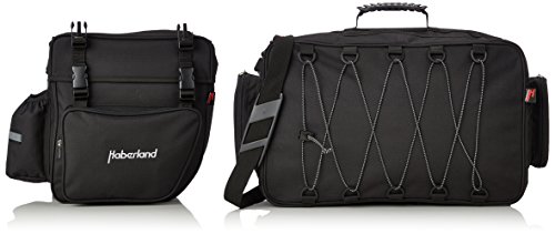 Haberland Fahrradtasche Packtaschenset 2-Teilig Doppeltasche und Topcase Dreifachpacktasche, schwarz, 38 x 33 x 10cm von Haberland