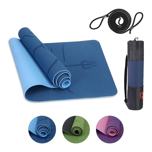 Premium Yogamatte Rutschfest 183x61 cm - Ökologische Sportmatte für Pilates & Yoga - Inkl. Tragegurt und Tasche - Ideal für Fitness & Gymnastik - Reise-Freundlich - Airex-kompatibel von Habib Gruppe