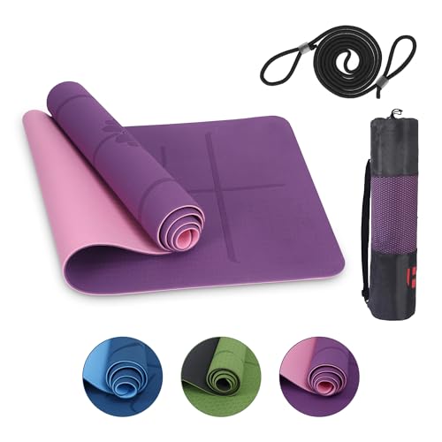 Premium Yogamatte Rutschfest 183x61 cm - Ökologische Sportmatte für Pilates & Yoga - Inkl. Tragegurt und Tasche - Ideal für Fitness & Gymnastik - Reise-Freundlich - Airex-kompatibel von Habib Gruppe