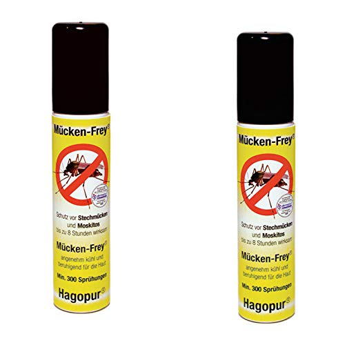 Hagopur Duo-Pack: 2 x Anti-Mücken Spray - Mücken-Frei Spray hilft gegen Stechmücken Moskito Fliegen Zecken bis zu 8 Stunden Mücken Frei Schutz gut vor Mücken Rücksack für Camping Outdoor Freizeit von Hagopur