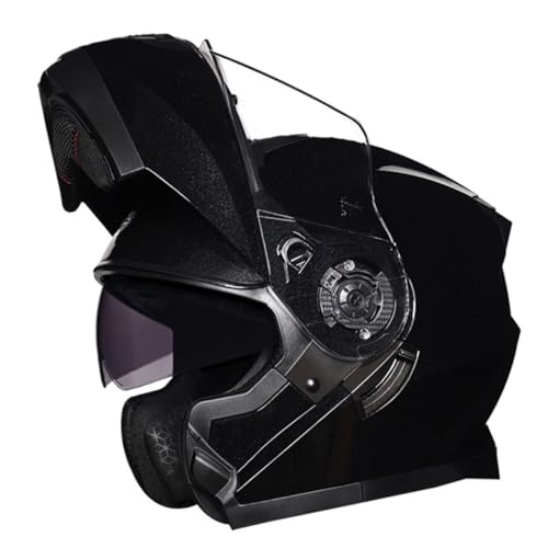 Integrierter Modularer Motorradhelm Integralhelm Mit Doppelvisier DOTECE Zertifiziert Flip Vollvisierhelm Rollerhelm Für Erwachsene Frauen Männer Hohe Qualität Helm A,L:59-60CM von HaiBing