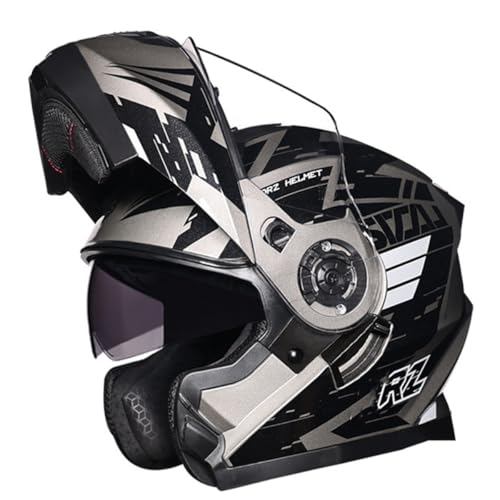 Motorradhelm Integralhelm Klapphelm DOTECE Zertifiziert Modularer Helm Doppelvisier Moped Racing Helm Für Erwachsene Männer Frauen Roller Helm Vollvisierhelm Sturzhelm T,L:59-60CM von HaiBing