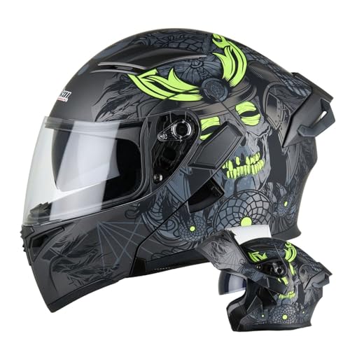 Motorradhelm Klapphelm Integralhelm ECEDOT-Zertifizierung Flip Vollvisierhelm Scooter Motorrad Helm Mit Doppelvisier Motocrosshelme Rollerhelm Für Damen Herren 16,M:57-58CM von HaiBing