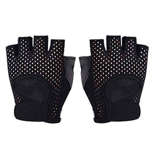 Dünne Fitness-Handschuhe für Damen, halbe Finger, atmungsaktives Netzgewebe, für Gewichtheben, Yoga, rutschfest, gepolstert, für Sport von Haipink