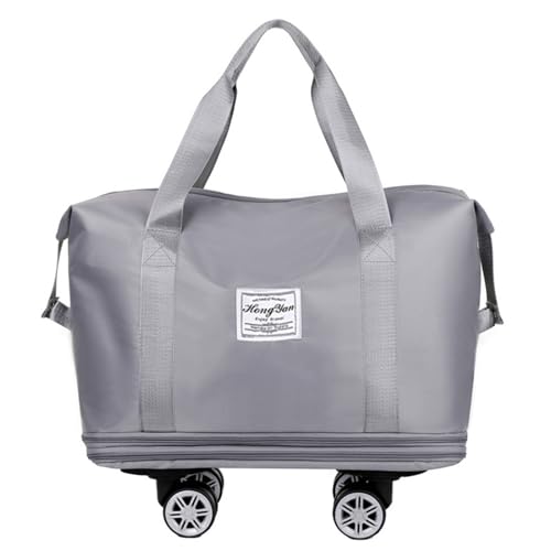 Faltbare Gepäcktasche, erweiterbar, mit Rolltuch, Trocken-Nass-Trennung, große Kapazität, Wochenendtasche, Gepäcktasche mit, grau von Haipink