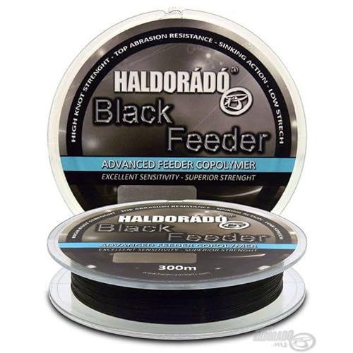 HALDORADO Black Feeder Monofile Angelschnur, langlebig, hohe Zugfestigkeit, gut sinkend, 0,25 mm, 7,5 kg, 300 m von Haldorado