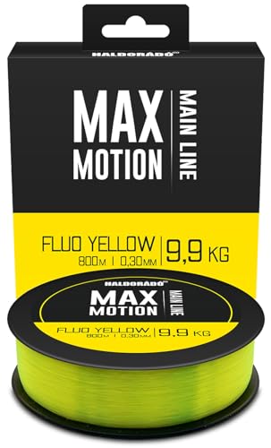 „Haldorado“ HALDORADO MAX Motion Fluo Yellow Monofile Angelschnur, extrem langlebig, 0,30 mm, 9,9 kg, 22 lb 800 m von Haldorado