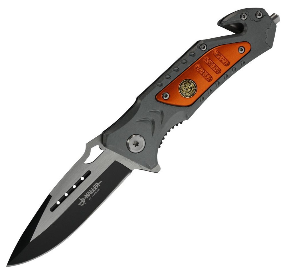 Haller Messer Taschenmesser Rescue Messer grau/orange Liner Lock Clip von Haller Messer