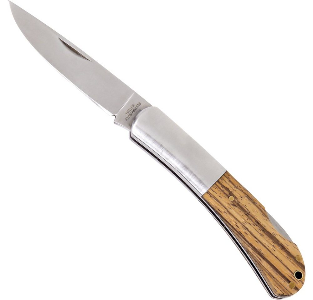 Haller Messer Taschenmesser Stahlbacken Zebraholz mit Nagelrille Back Lock von Haller Messer