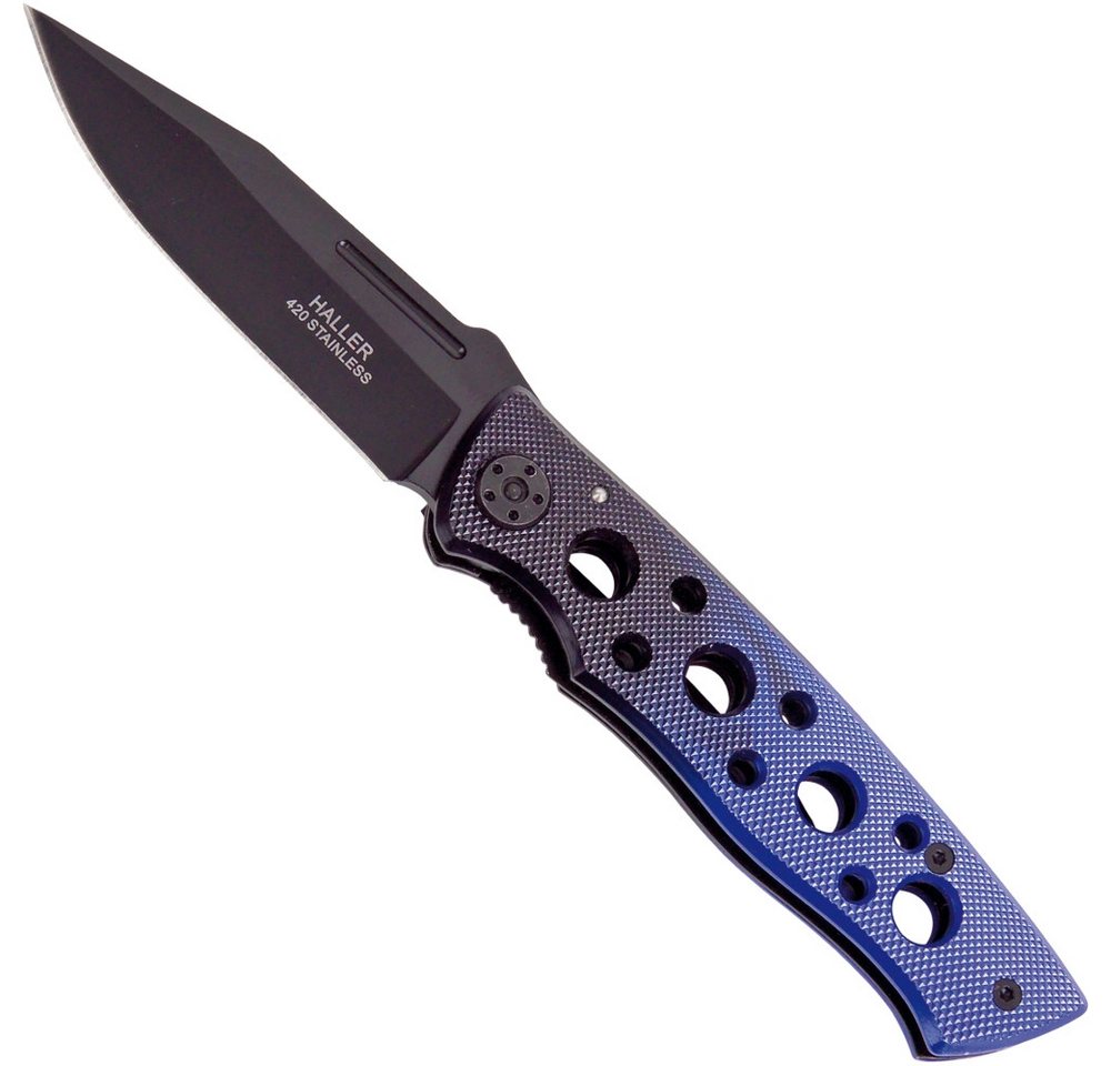 Haller Messer Taschenmesser Zweihandmesser Dark Blue Liner Lock rostfrei von Haller Messer