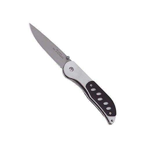 Haller Unisex – Erwachsene Einhand-Taschenme Silber matt Messer, schwarz, one Size von Haller