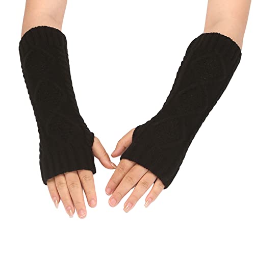 Haloppe Fingerlose Handschuhe Armstulpen Fingerlose Handschuhe Strickarmwärmer 1 Paar Gemütlich Schwarz Einheitsgröße von Haloppe