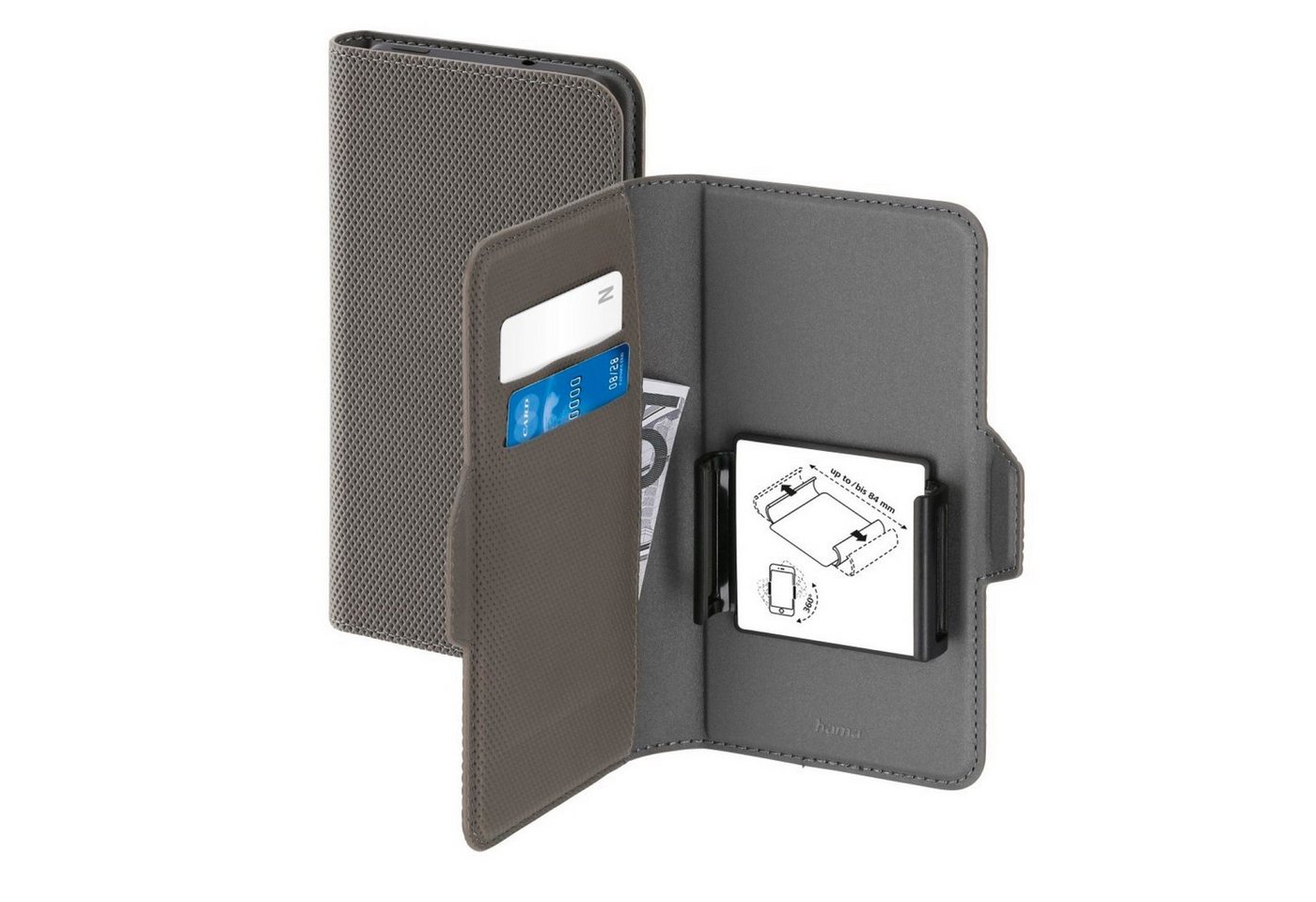Hama Handyhülle Universal Booklet 4,7 bis 5,1" Klapp-Tasche Grau, Schutz-Hülle Case Bag Book-Cover Etui Kartenfach Magnet-Verschluss" von Hama