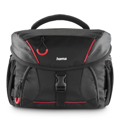 Hama Kameratasche (Fototasche für digitale SLR Kameras mit Zubehör, Halterung für Kamerastativ, Regenschutz, gepolstert, Tragegriff, Trolleyband, abwischbarer Boden, ergonomisch) schwarz von Hama