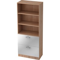 Hammerbacher HR-Schrank 5 OH abschließbar Schrankwandsystem Solid (Griff: Chromgriff|Dekor Korpus: Nussbaum|Dekor Front: Silber) von Hammerbacher