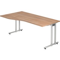 Hammerbacher Schreibtisch N-Serie (Tischplatte: 180 x 100/80|Dekor: Nussbaum) von Hammerbacher