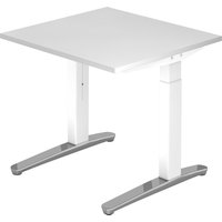 Hammerbacher Schreibtisch XB-Serie (Gestellfarbe: Weiß/Alu poliert|Tischplatte: 80 x 80|Dekor: Weiß) von Hammerbacher