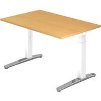 Hammerbacher Schreibtisch XB-Serie (Tischplatte: 120 x 80|Gestellfarbe: Weiß/Alu poliert|Dekor: Buche) von Hammerbacher