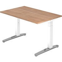 Hammerbacher Schreibtisch XB-Serie (Tischplatte: 120 x 80|Gestellfarbe: Weiß/Alu poliert|Dekor: Nussbaum) von Hammerbacher