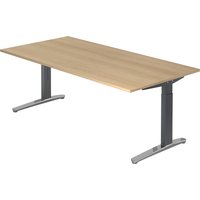 Hammerbacher Schreibtisch XB-Serie (Tischplatte: 200 x 100|Dekor: Eiche|Gestellfarbe: Graphit/Alu poliert) von Hammerbacher