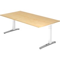 Hammerbacher Schreibtisch XB-Serie (Tischplatte: 200 x 100|Gestellfarbe: Weiß/Alu poliert|Dekor: Ahorn) von Hammerbacher