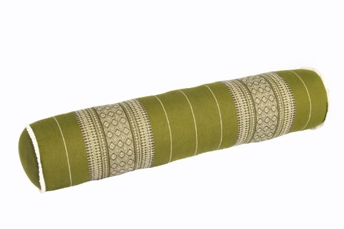 Handelsturm Thaikissen Rolle ca. 80x20 cm Kapok Yogarolle Kissenrolle für Massage oder Yoga Feste Nackenrolle bambusgrün von Handelsturm