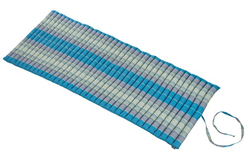 Rollbare Thaimatte Matratze, ca. 200 x 80 cm, Thaikissen Matte blau Rollmatte mit Füllung aus Kapok von Handelsturm