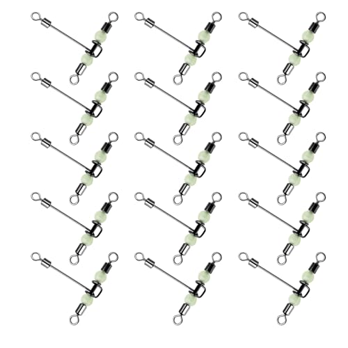 Haodream T Formpfahl Zum Angeln 15 Stück Fässer Rollen Mit Glühenden Perlen Three Wege Accessoire von Haodream