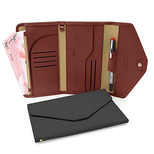 2 Stück Reisedokumenten-Organizer-Brieftasche, RFID-blockierende Reisebrieftasche, Reisepasshalter, Mehrzweck-Reisebrieftasche, Dokumenten-Organizer, Reisepasshülle für Kreditwagen, Reisepass von Haohai