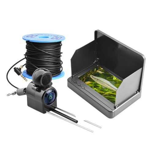 Hapihom Fish Finder Kamera, Unterwasser-Angelkamera mit 4,3 Zoll/5,0 Zoll großem Bildschirm und Weitwinkel von 195 Grad, 5000 mAh/8000 mAh Akku, für das Unterwasserfischen 4,3 Zoll, 1500+30 m Kabel von Hapihom