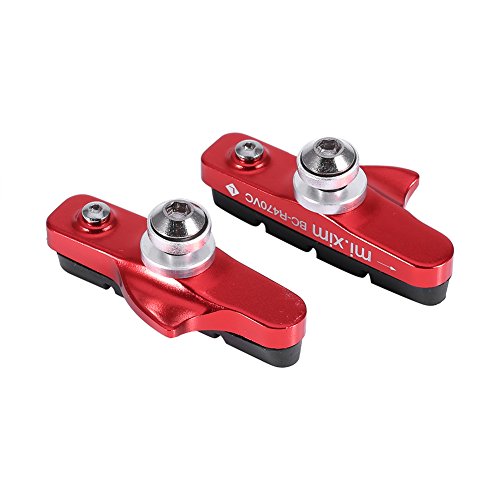 Hapivida Fahrrad Bremsbeläge Set, 55mm Mountainbike V-Brake Blocks Aluminiumlegierung Universal Bike Brake Blocks Kit(Rot) von Hapivida