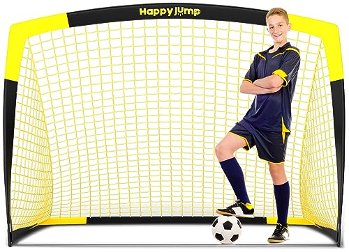 Happy Jump Fussballtor Pop Up Fussballtore für Kinder Garten Fussball Tor Football Ball Tore×1 (7'X5', Schwarz+Gelb) von Happy Jump