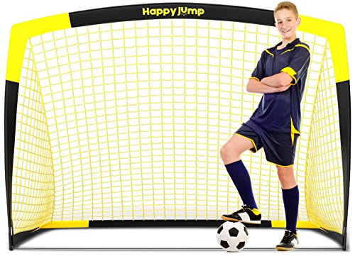 Happy Jump Fussballtor Pop Up Fussballtore für Kinder Garten Fussball Tor Football Ball Tore x1 (5'x3.6‘, Schwarz+Gelb) von Happy Jump