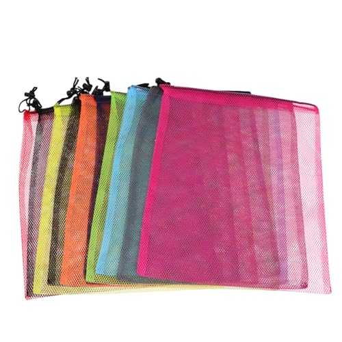 Happyyami 10 Stück Teiliges Netzbeutel mit Kordelzug Umweltfreundliche Einkaufstaschen für Obst Gemüse Wiederverwendbare Aufbewahrungstaschen Atmungsaktiv Robust Vielseitig Zufällige Farbe von Happyyami