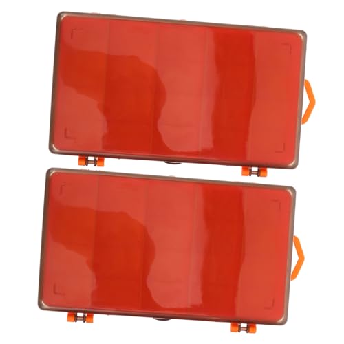 Happyyami 2 Stück Angelköder Aufbewahrungsbox mit Flexiblem Fachsystem Stoßfestem Kunststoff und Leuchtend Orangener Farbe Multifunktionaler Köder Organizer für Süß und Salzwasserangeln von Happyyami
