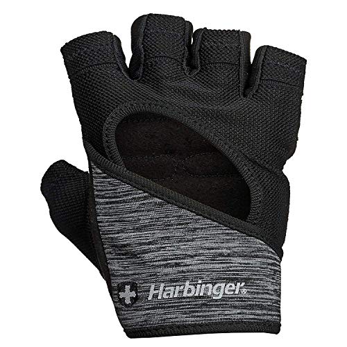 Harbinger FlexFit Fitness Handschuh Damen, Gewichtheber Handschuhe, Waschmaschinengeeignet, Schwarz/Heidekraut, L von Harbinger