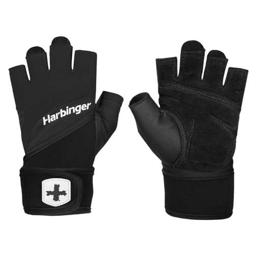 Harbinger Training Grip Wristwrap 2.0 Handschuhe für Gewichtheber, Unisex, Schwarz, Medium von Harbinger
