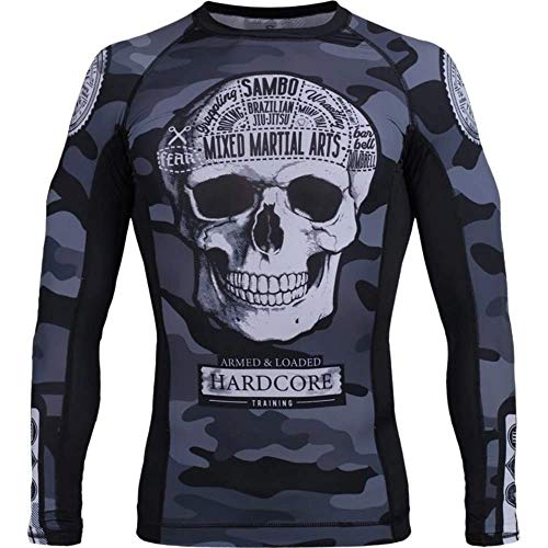 Hardcore Training Fear Zone Rash Guard Men's Kompressionshemd Herren Lange Ärmel Grappling Jiu Jitsu MMA Fitness Boxen No Gi von Hardcore Training