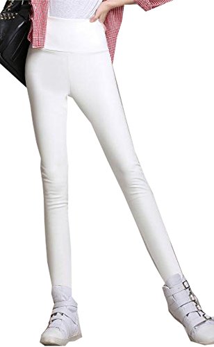 Harem Yoga Kunstleder Hose Damen Leder-Optik Look PU Leggings White 2XL von Harem Yoga